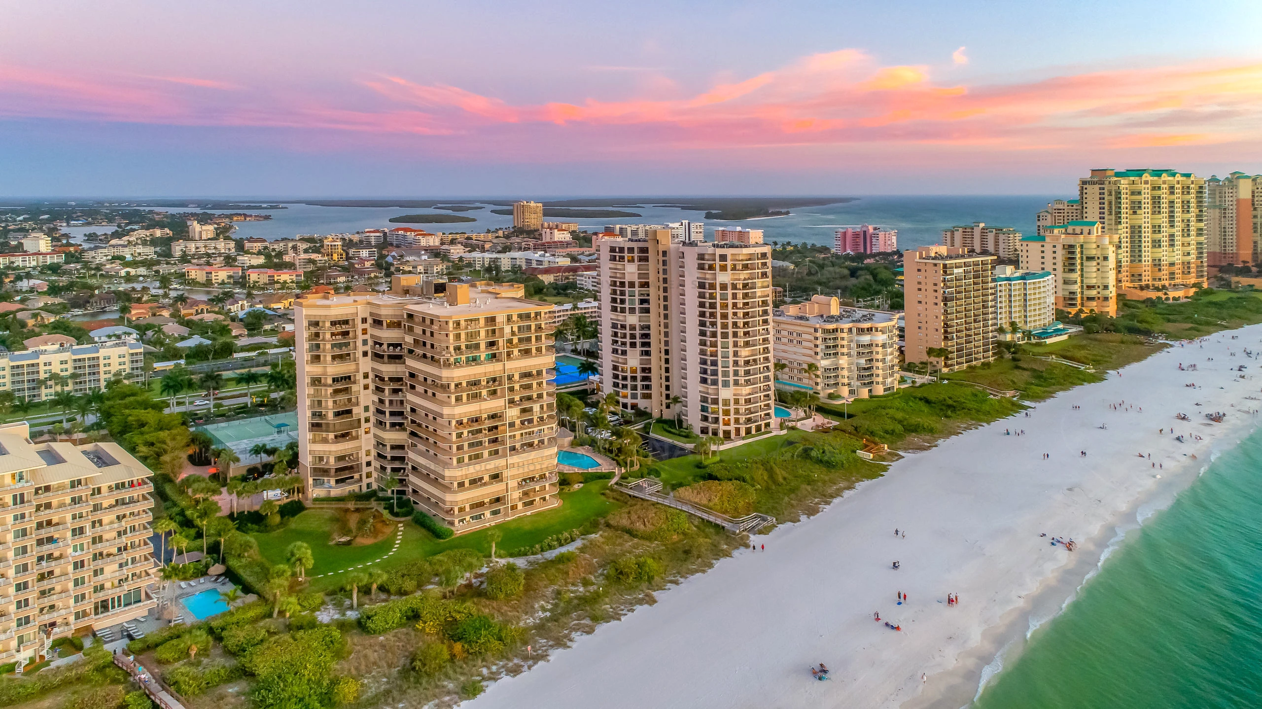Oceanfront condos on the beach in Marco Island FL.
