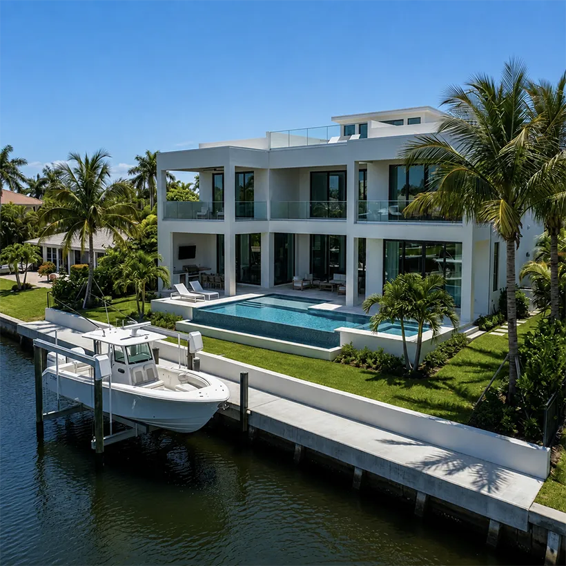 Waterfront home with a private boat dock in Aqualane Shores, Naples, Florida