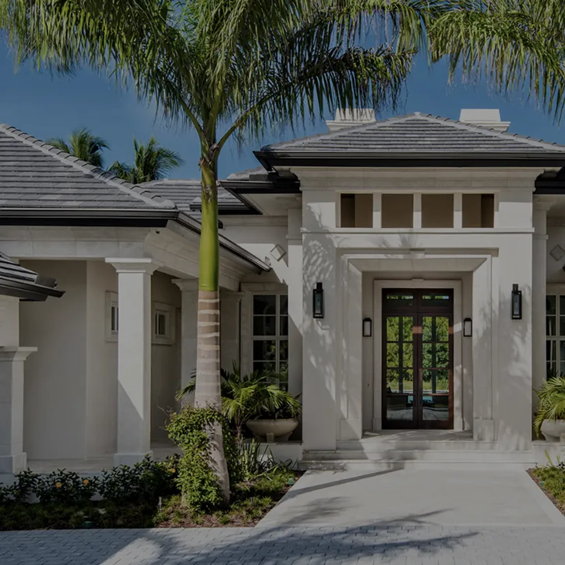 Grand entry of a luxury estate home in Grey Oaks, Naples, Florida