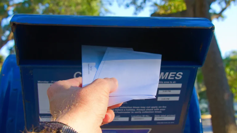 Man using USPS mailbox in Naples, FL with the correct zip code.