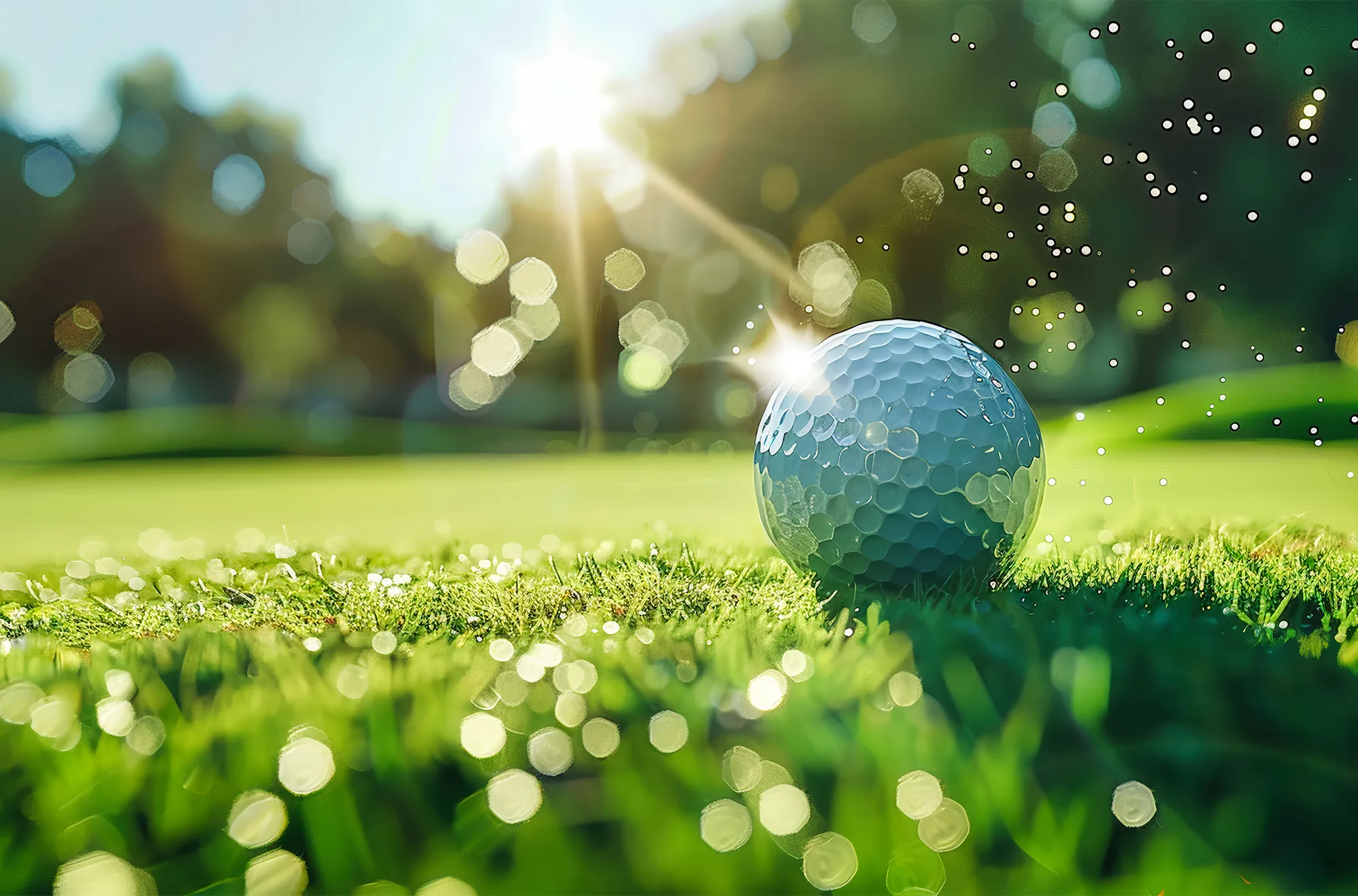 Golf ball on a sunlit green, representing the 18-hole Tom Fazio course at Naples Beach Club in Naples, Florida